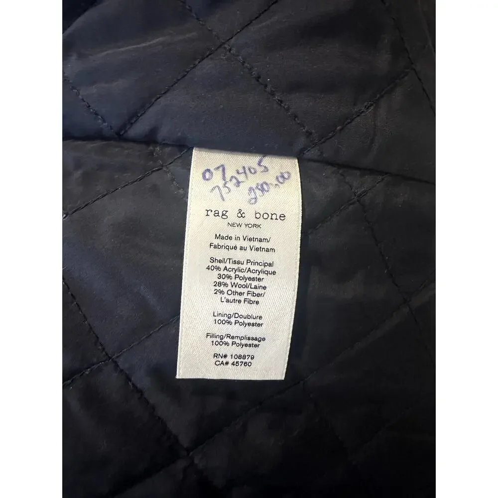Rag & Bone Estelle Pink Cocoon Checked Wool Coat Medium